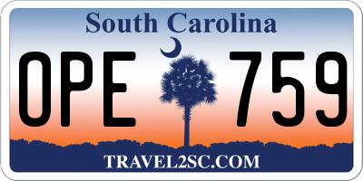 SC license plate OPE759