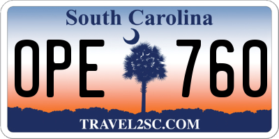 SC license plate OPE760