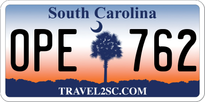 SC license plate OPE762