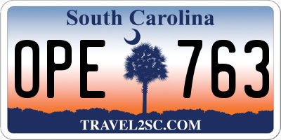 SC license plate OPE763