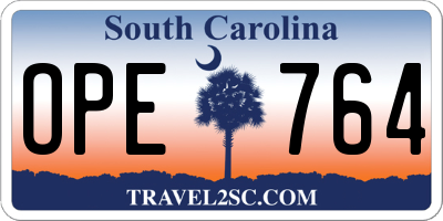 SC license plate OPE764