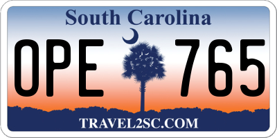 SC license plate OPE765