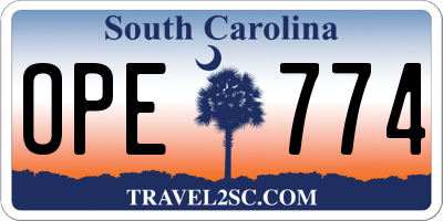 SC license plate OPE774
