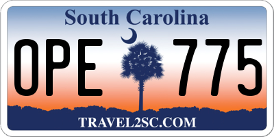 SC license plate OPE775