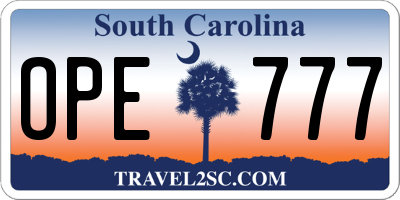 SC license plate OPE777