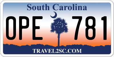 SC license plate OPE781