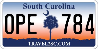 SC license plate OPE784