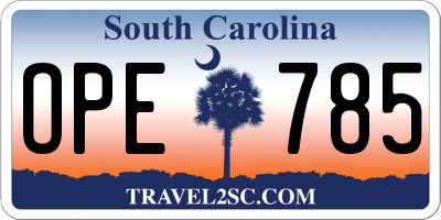SC license plate OPE785