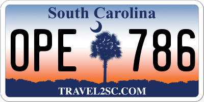 SC license plate OPE786