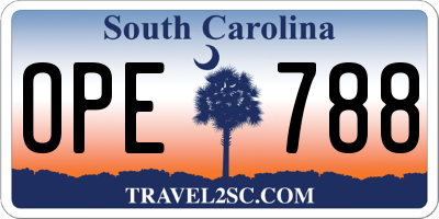 SC license plate OPE788
