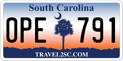 SC license plate OPE791