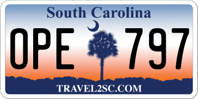 SC license plate OPE797