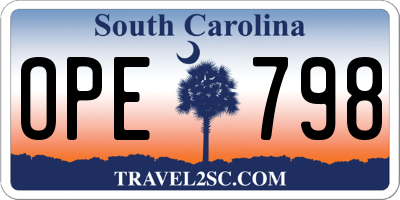 SC license plate OPE798