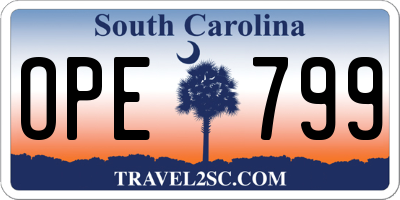 SC license plate OPE799