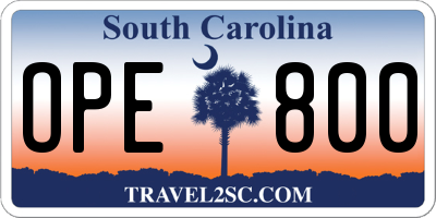 SC license plate OPE800