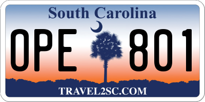 SC license plate OPE801