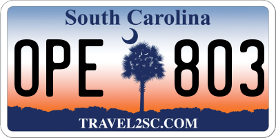 SC license plate OPE803
