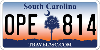 SC license plate OPE814