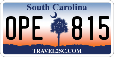 SC license plate OPE815