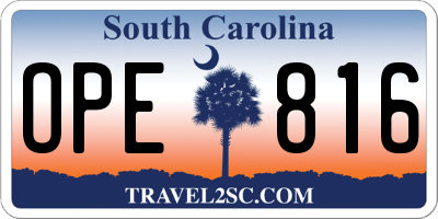 SC license plate OPE816