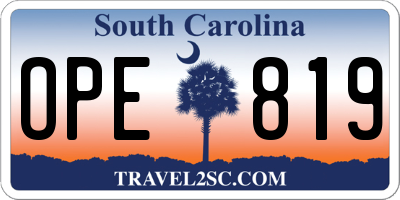 SC license plate OPE819