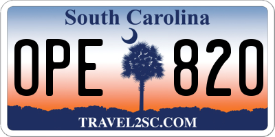 SC license plate OPE820
