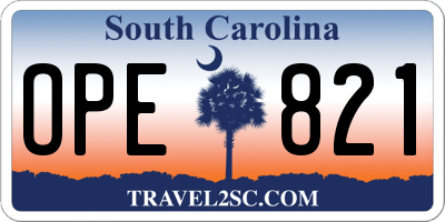 SC license plate OPE821