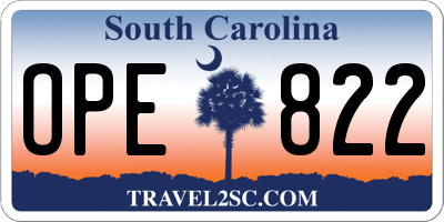SC license plate OPE822