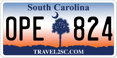 SC license plate OPE824