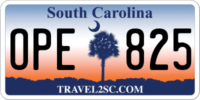 SC license plate OPE825