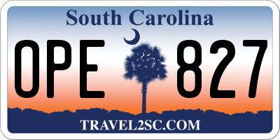 SC license plate OPE827