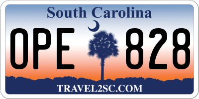 SC license plate OPE828