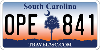 SC license plate OPE841