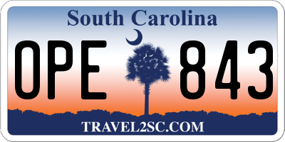 SC license plate OPE843