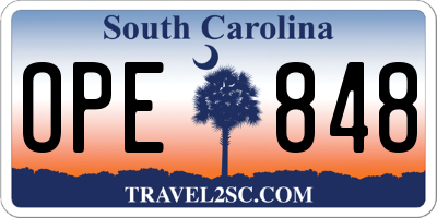 SC license plate OPE848