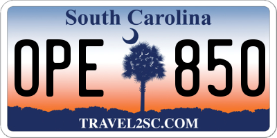 SC license plate OPE850