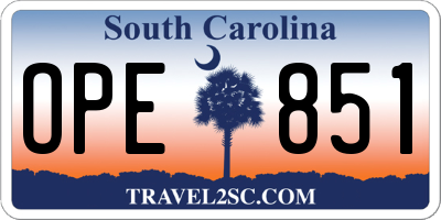 SC license plate OPE851