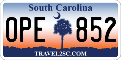 SC license plate OPE852