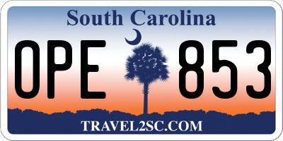 SC license plate OPE853