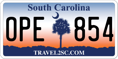 SC license plate OPE854