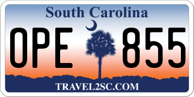 SC license plate OPE855