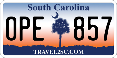 SC license plate OPE857