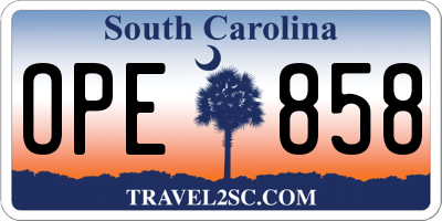 SC license plate OPE858