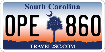 SC license plate OPE860