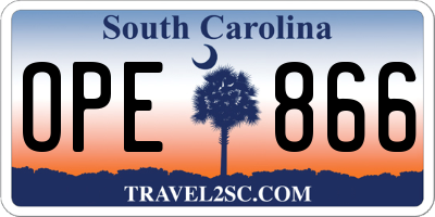 SC license plate OPE866