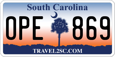 SC license plate OPE869