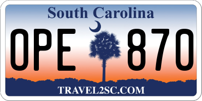 SC license plate OPE870