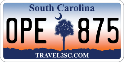 SC license plate OPE875