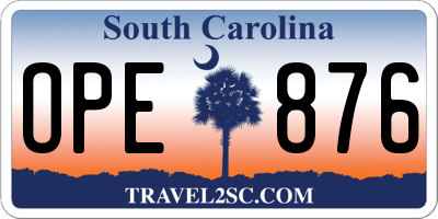 SC license plate OPE876