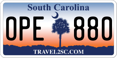 SC license plate OPE880